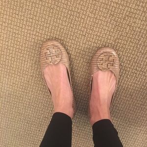 Tory Burch Tan Snakeskin Flats Sz 9